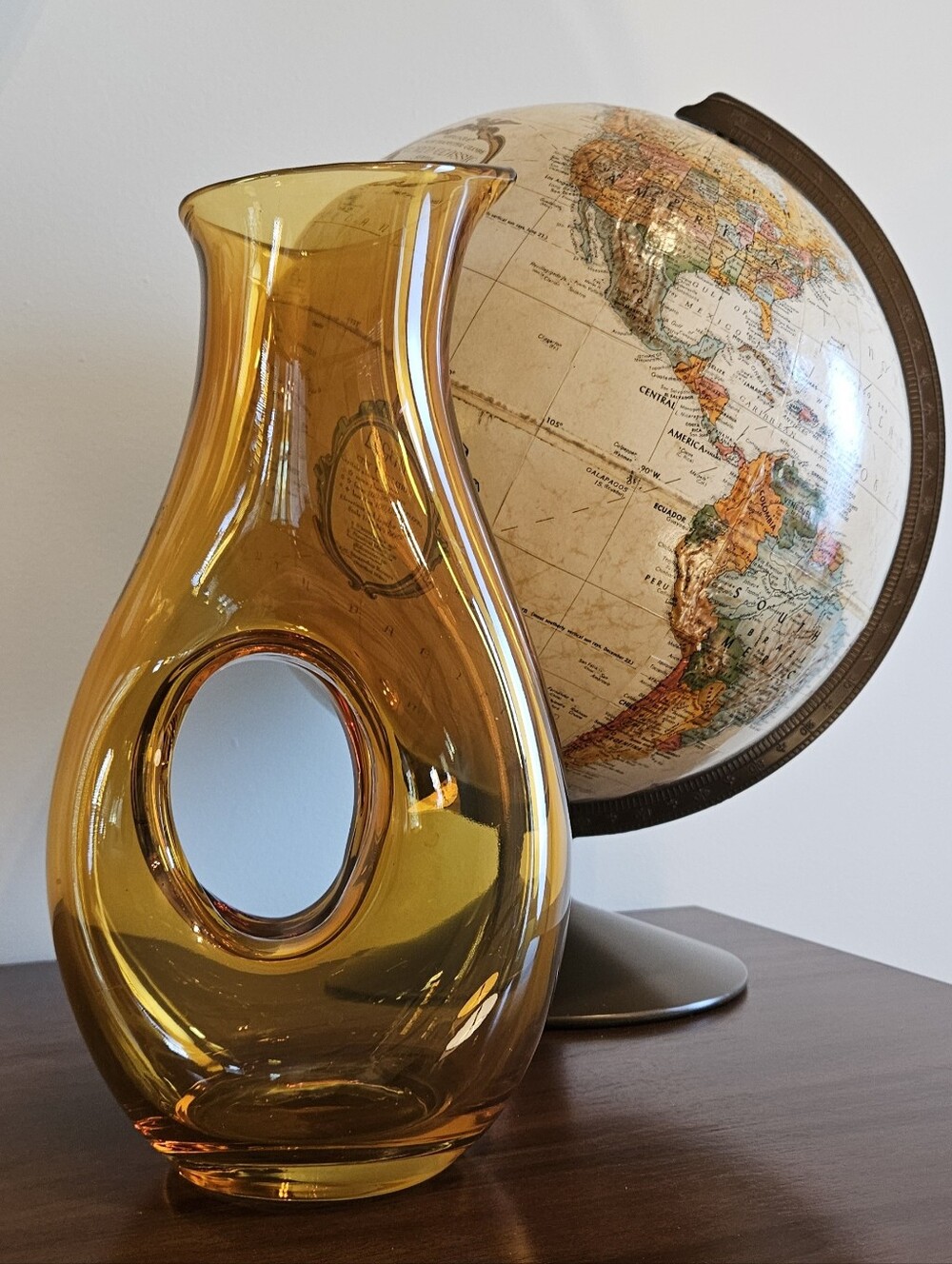 Amber Glass Hole Vase - Unbranded Decorative Accent